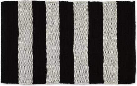 DII Stripe Rag Rug White, Black