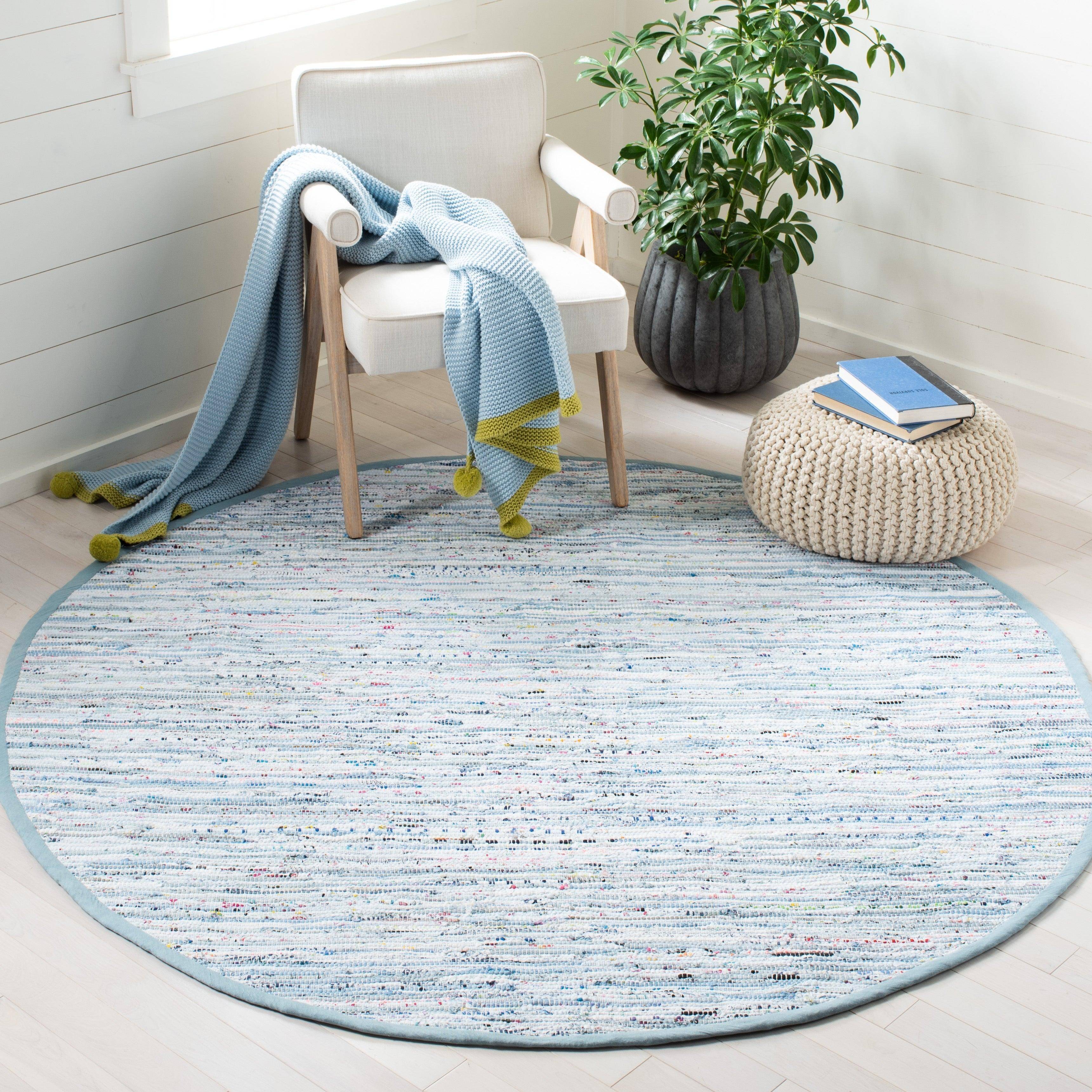 Safavieh Handmade Rag Rug Stripe Blue, Multicolor 72"