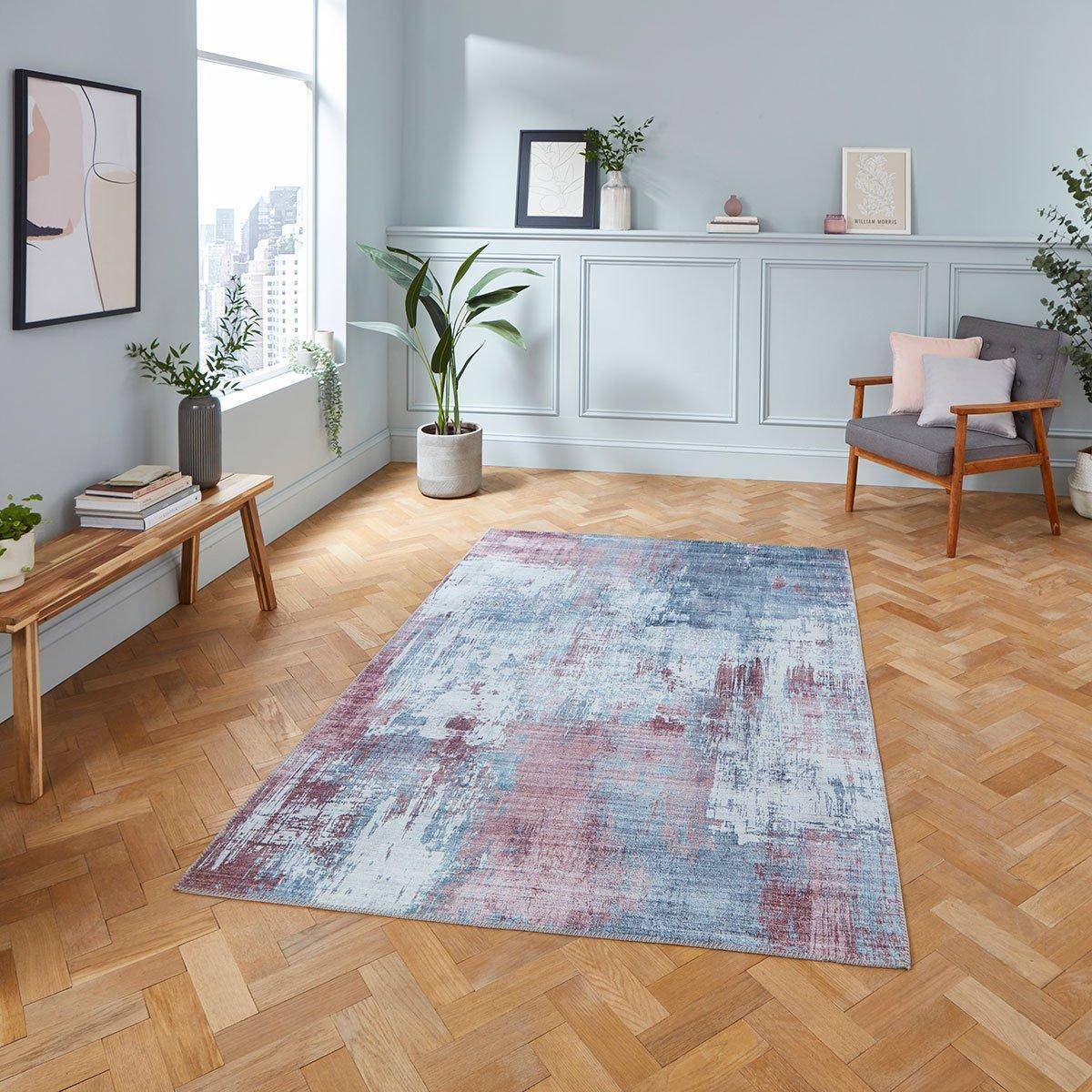 Think Rugs Rio G5536 Rose Pink, Grey