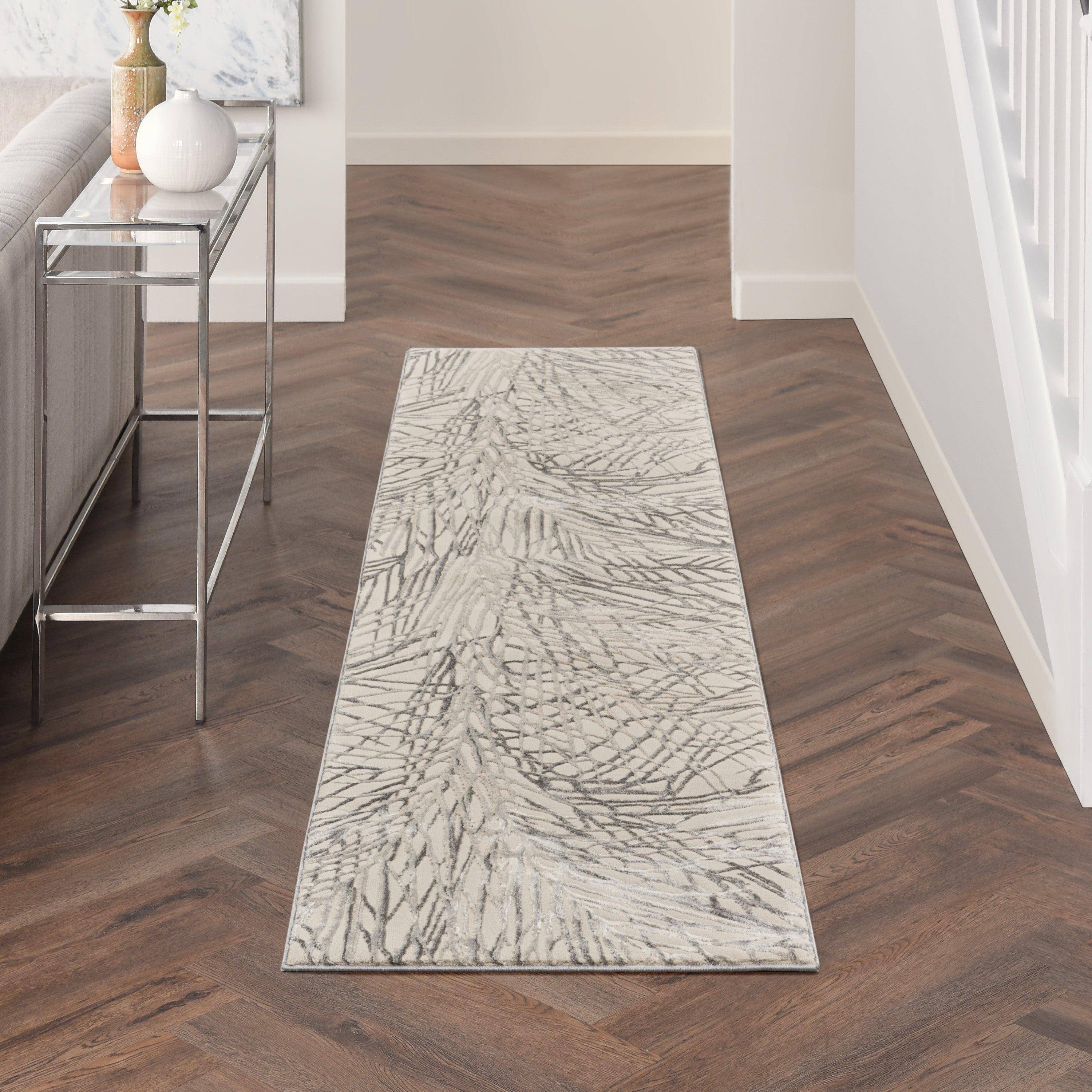Nourison 66x229cm Rustic Textures RUS17 Abstract White, Grey