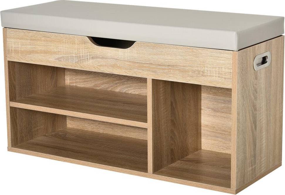 Homcom Hidden Storage Gray / Oak Shoe Rack 80x43cm