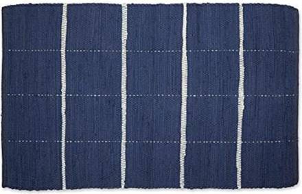 DII Farmhouse Check Rug White, Blue