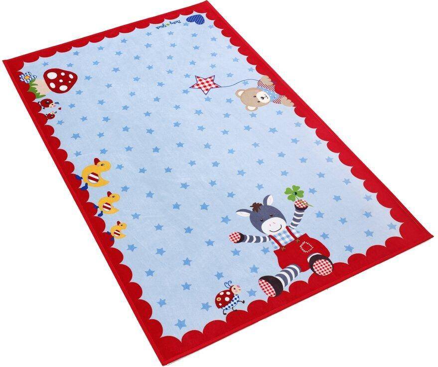 Flatweave Blue Rug Rectangular 100 x 160 cm