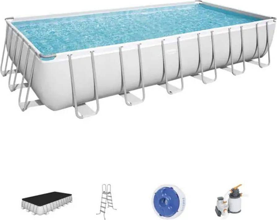 Rectangular above ground pools Bestway Rectangular Metal Frame Pool Set 7.3x3.7x1.3m