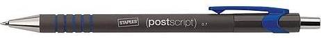 Staples Postscript 808009 Retractable Ballpoint Pens Fine Point 12-pack - Blue