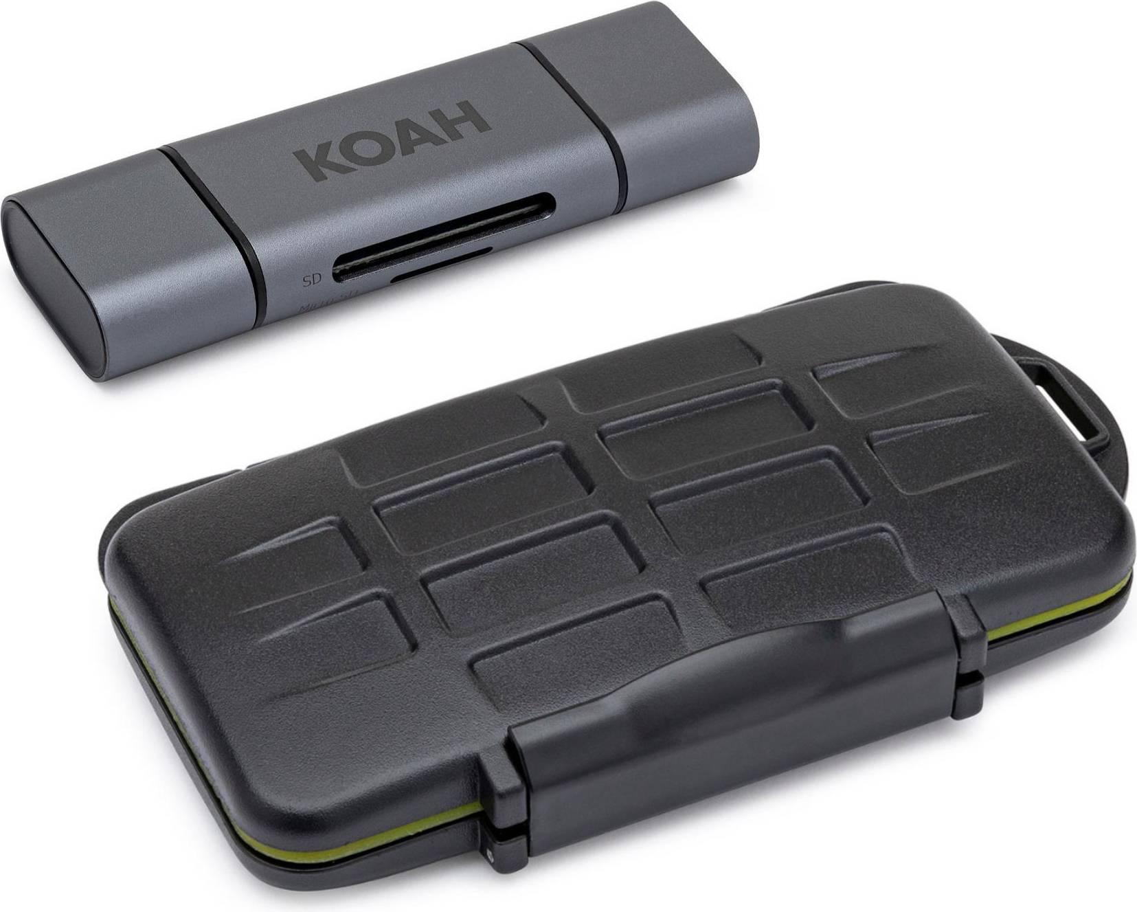 Koah Pro 2-in-1 Aluminum Shell Card Reader & Rugged Memory Storage Case