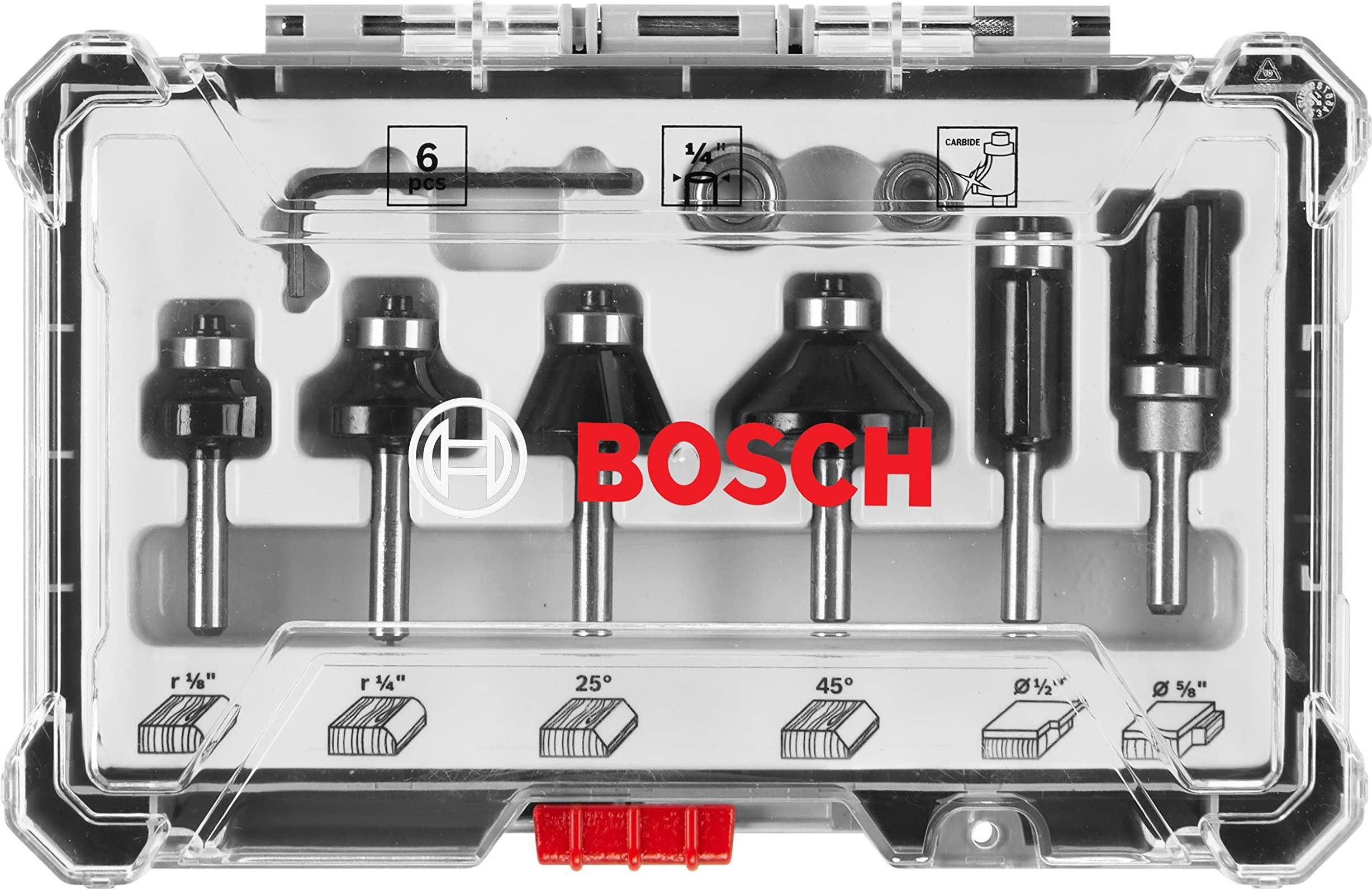 Router bit set Bosch Carbide Tipped Trim And Edging Router Bit Set 6Pc