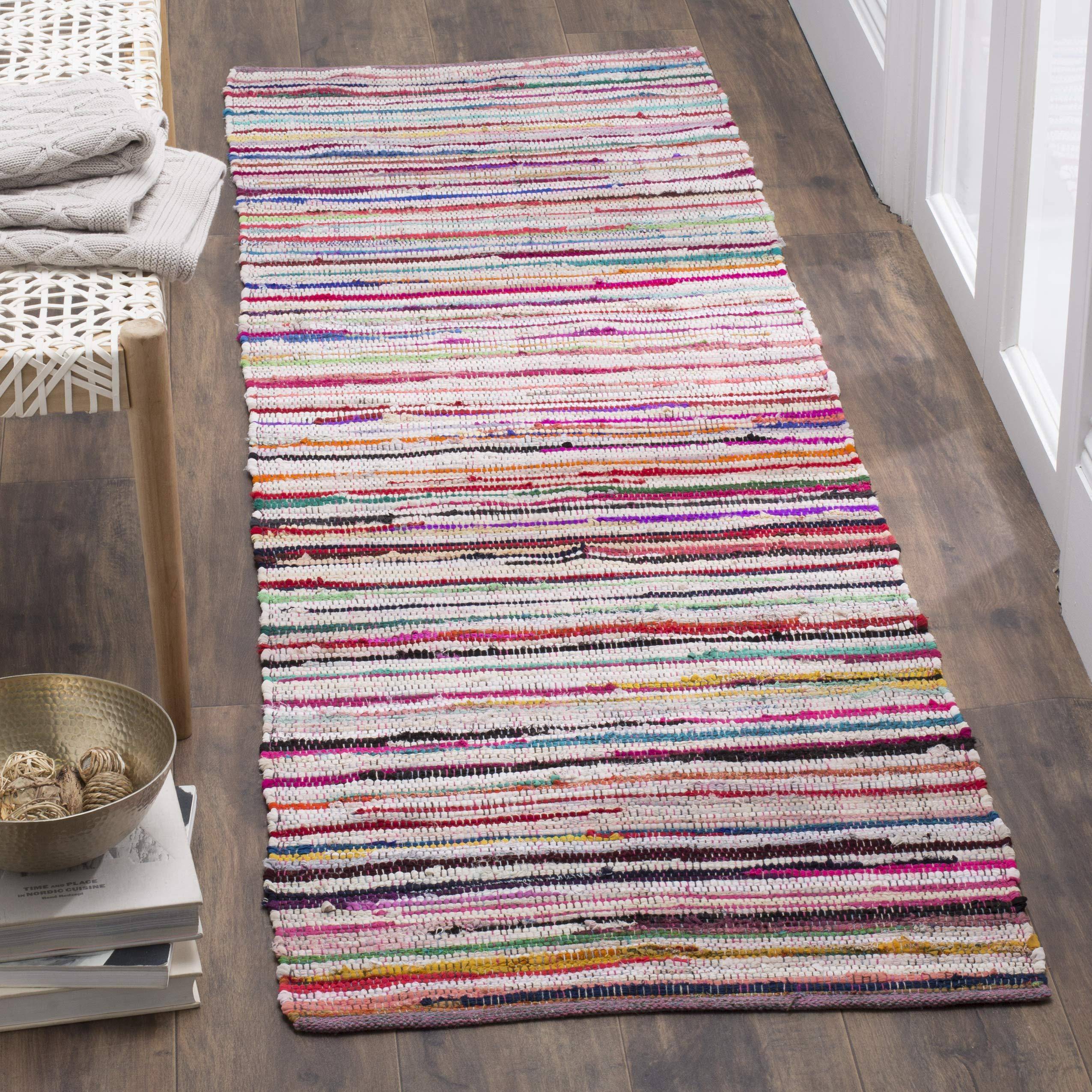 Safavieh Rag Rug Collection Multicolor, White 27x"