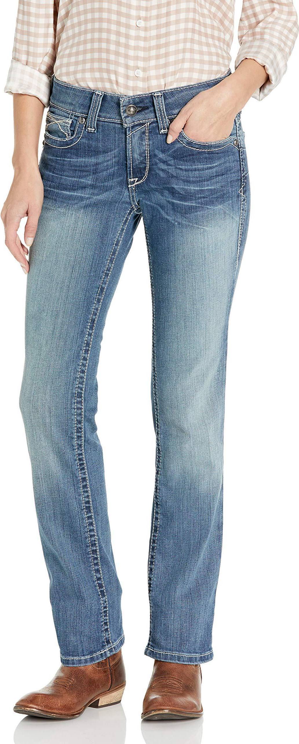 Ariat R.E.A.L. Mid Rise Stretch Icon Straight Leg Jeans - Blue