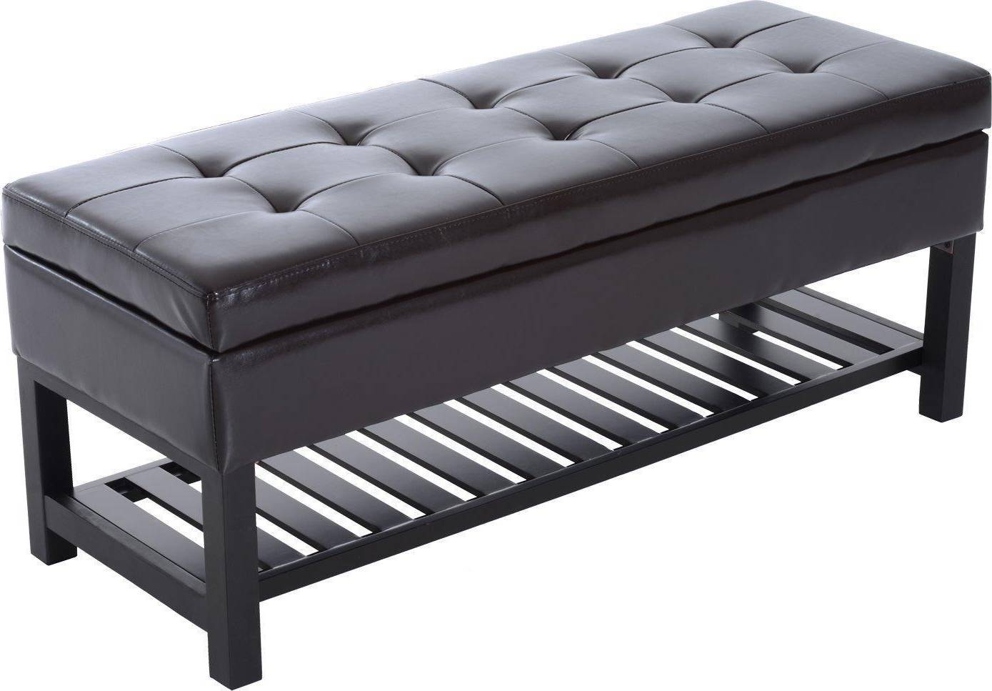 Faux leather storage ottoman Homcom 44" Storage Bench