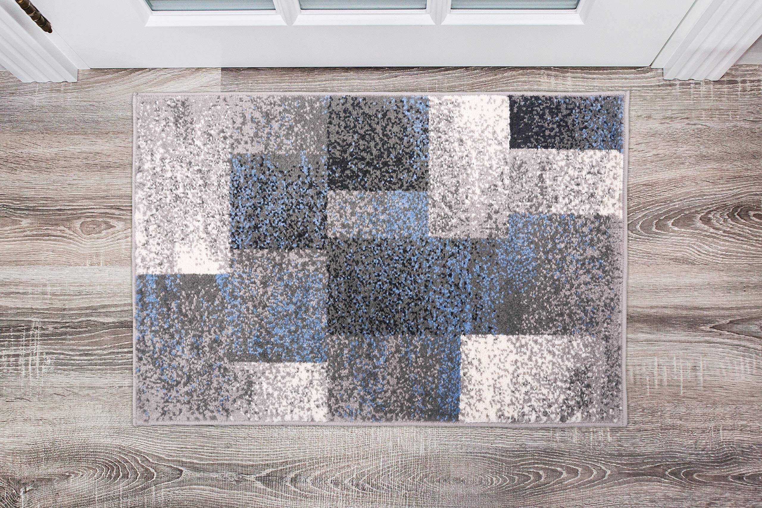 World Rug Gallery Modern Gray, Blue