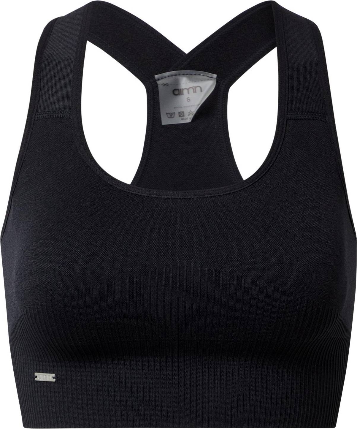 High Support Ribbed Bra - Black