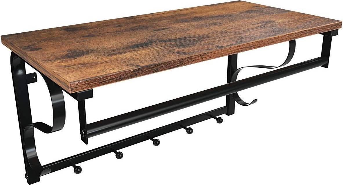 Songmics Vintage Floating Coat Rack Rustic Brown