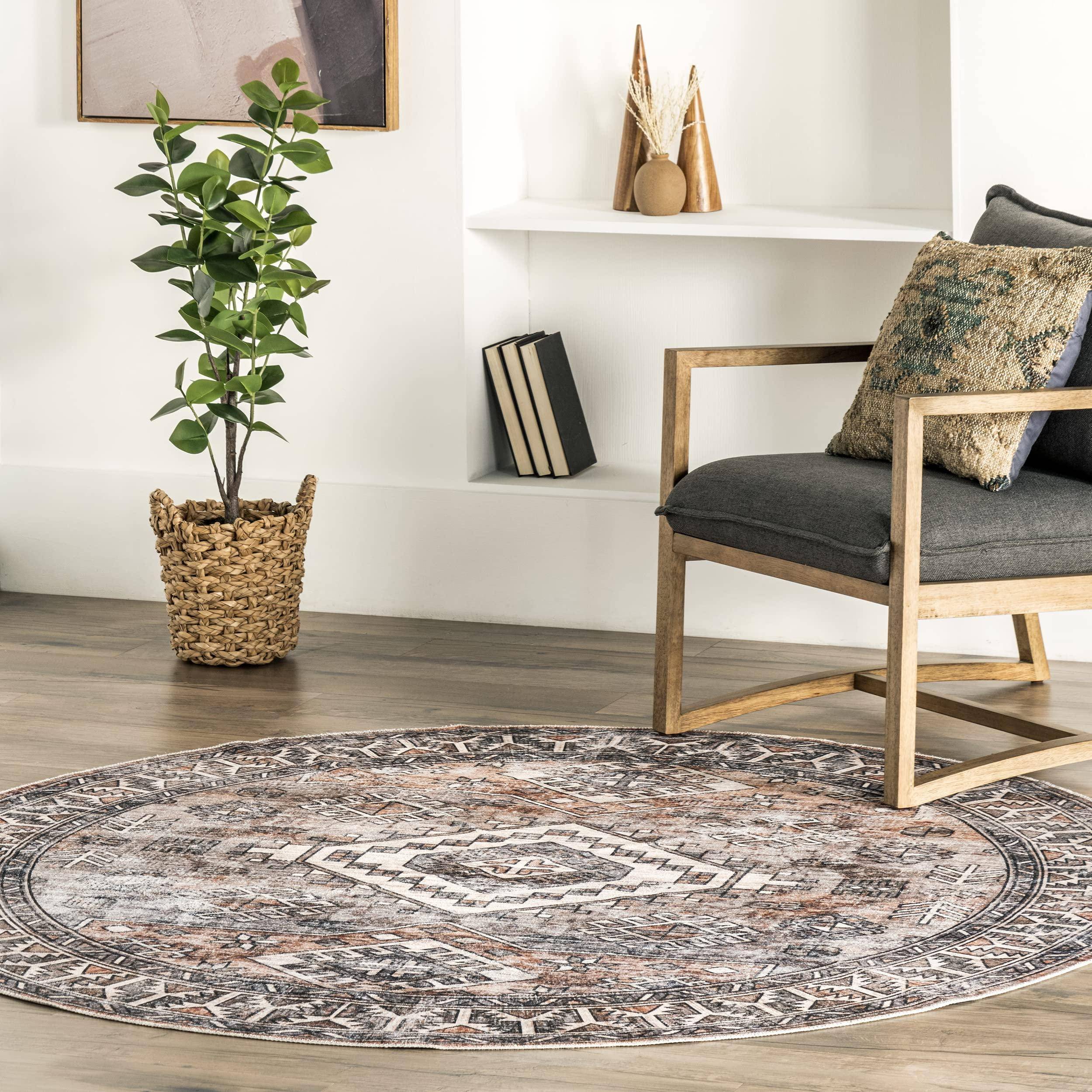 6 Inch Round Spin Resistant Area Rug