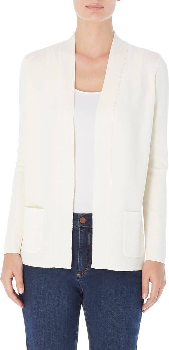 Jones New York Open Front Ribbed Icon Cardigan - Jones White