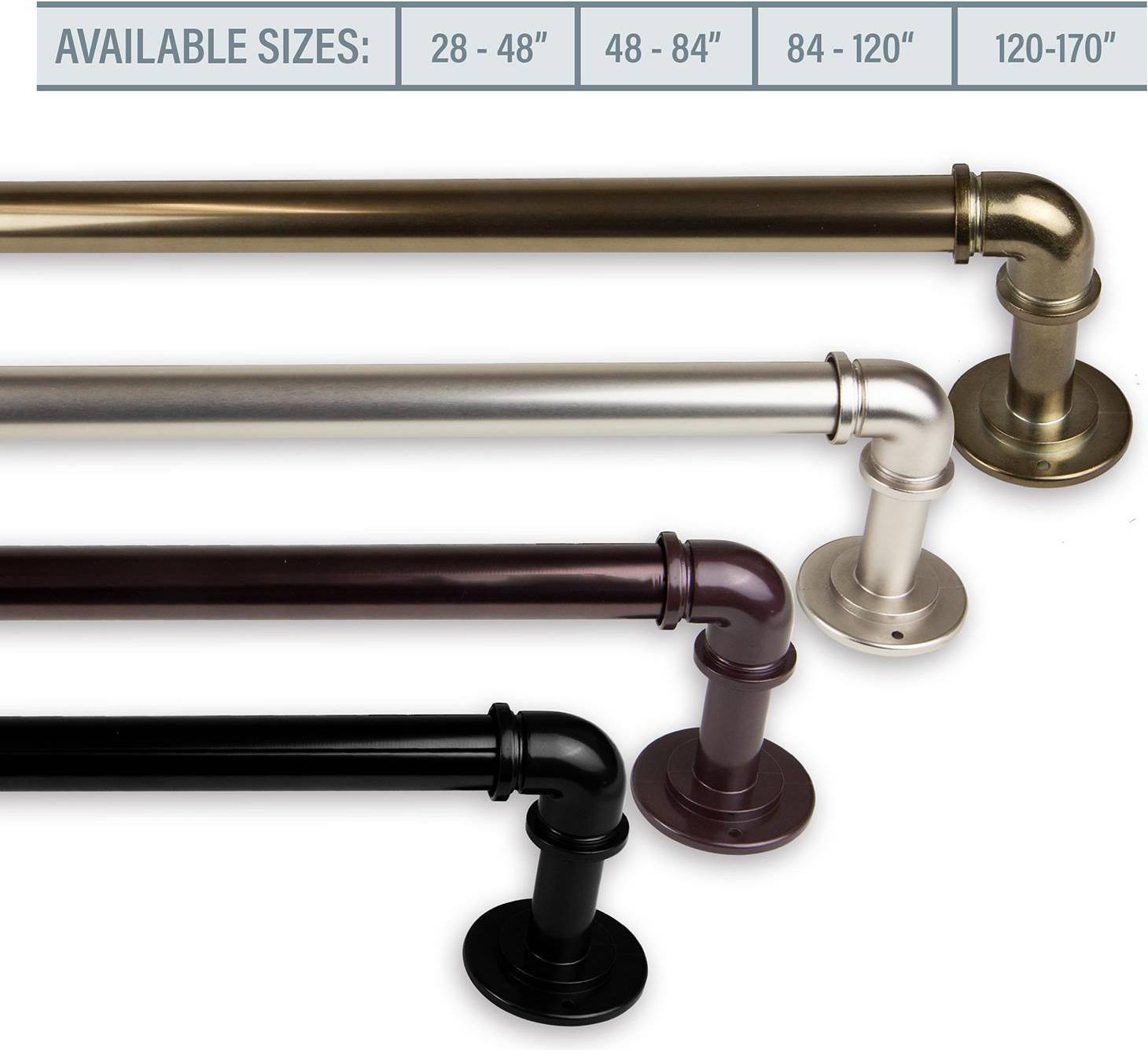 Pipe curtain rods Rod Desyne Antique Brass Pipe 84-120 In.