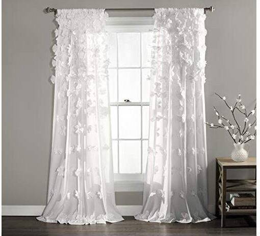 Silver curtains for living room Lush Decor White Riley Sheer
