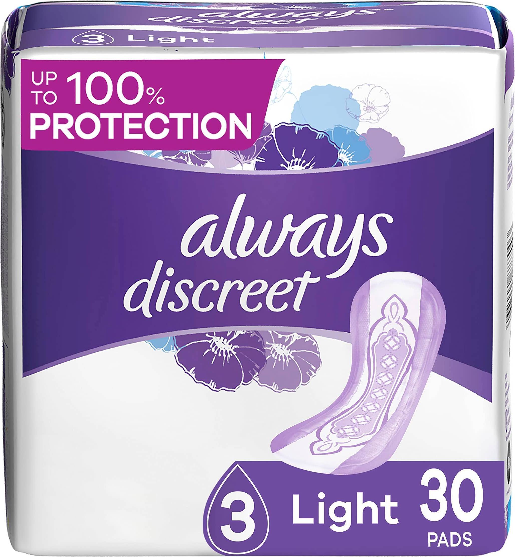 Always discreet pads Always Discreet, Incontinence & Postpartum Pads for Absorbency, Regular Count
