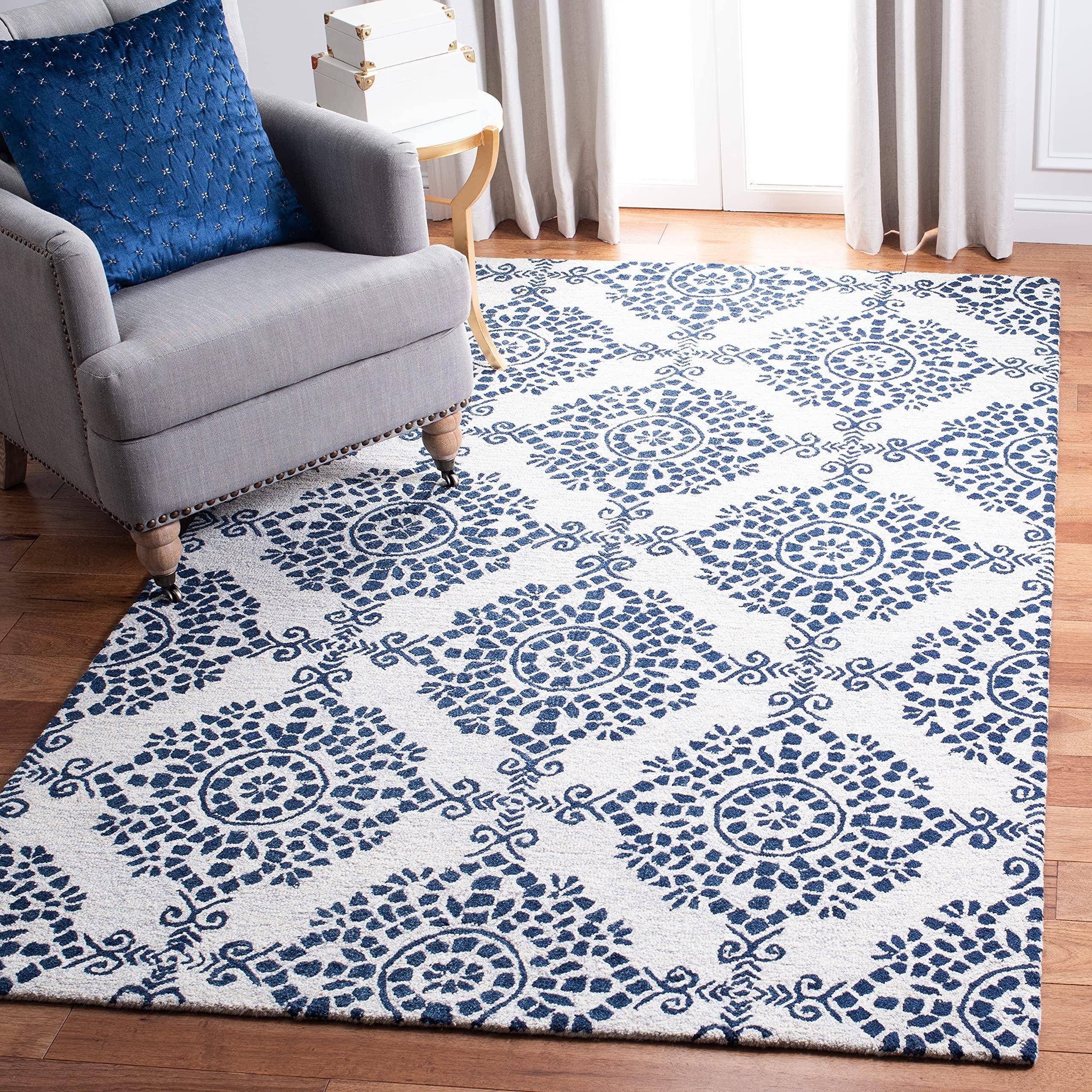 Safavieh Micro-Loop Collection White, Blue, Multicolor 48x"