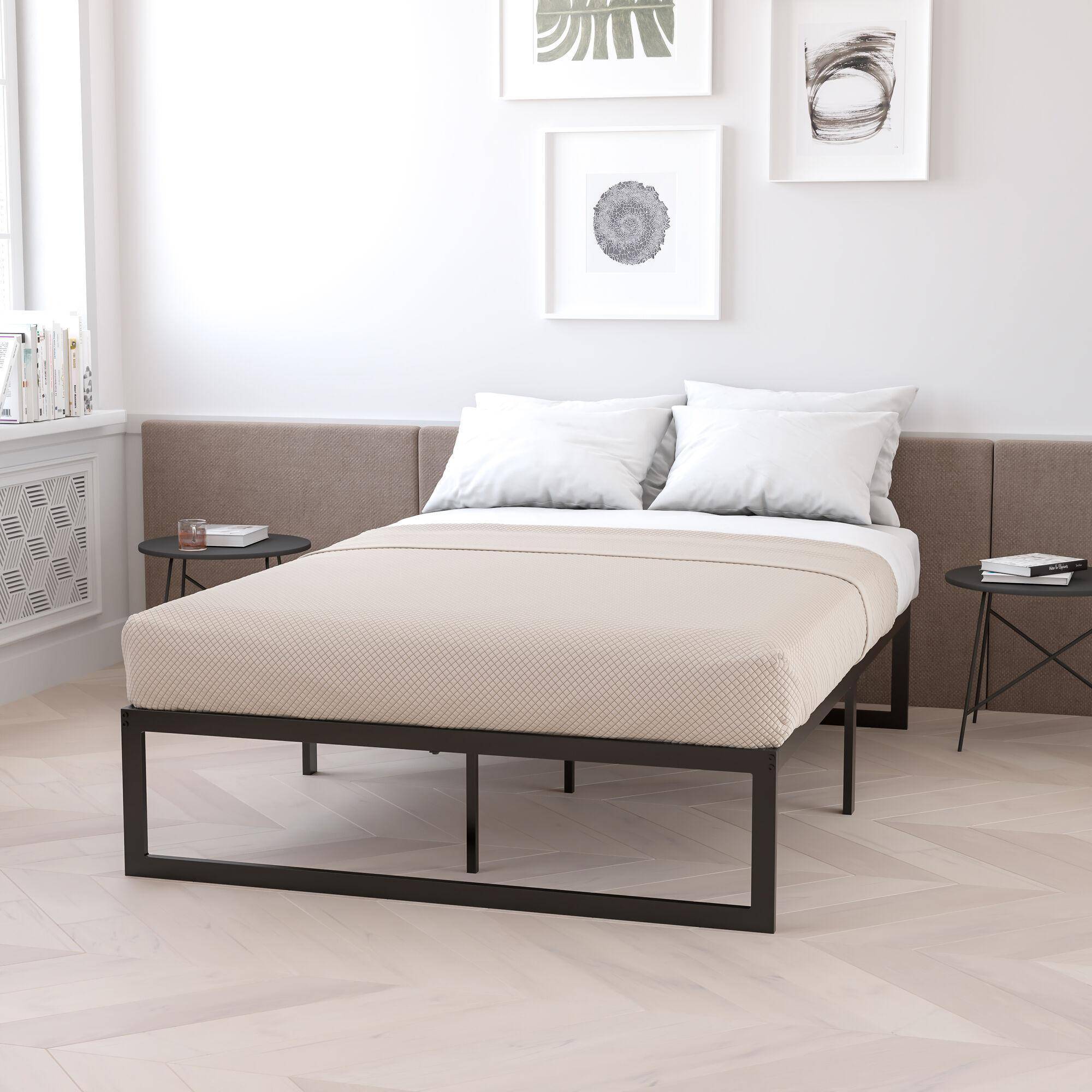Platform bed and mattress Flash Furniture 14 Inch Metal Platform Bed Frame with Pocket Spring Mattress Box Box Spring