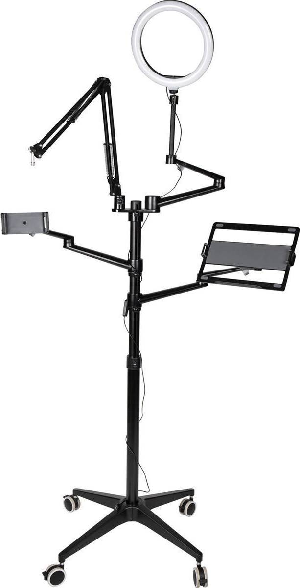Content Creation Wheeled Stand with 5-Point Attachment System