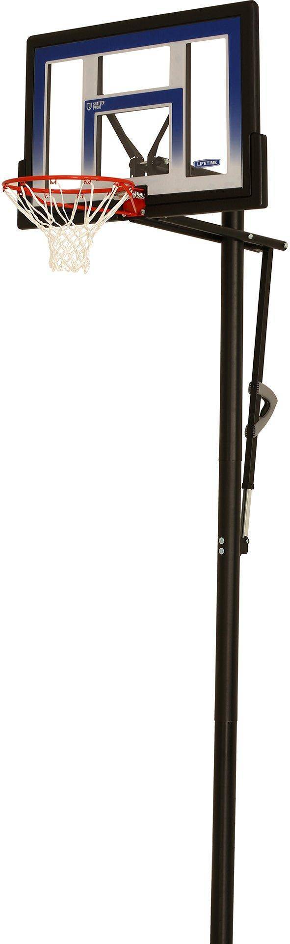 Basketball hoop height Lifetime 90020 Height Adjustable In Ground Basketball System, 48 Inch Shatterproof Backboard