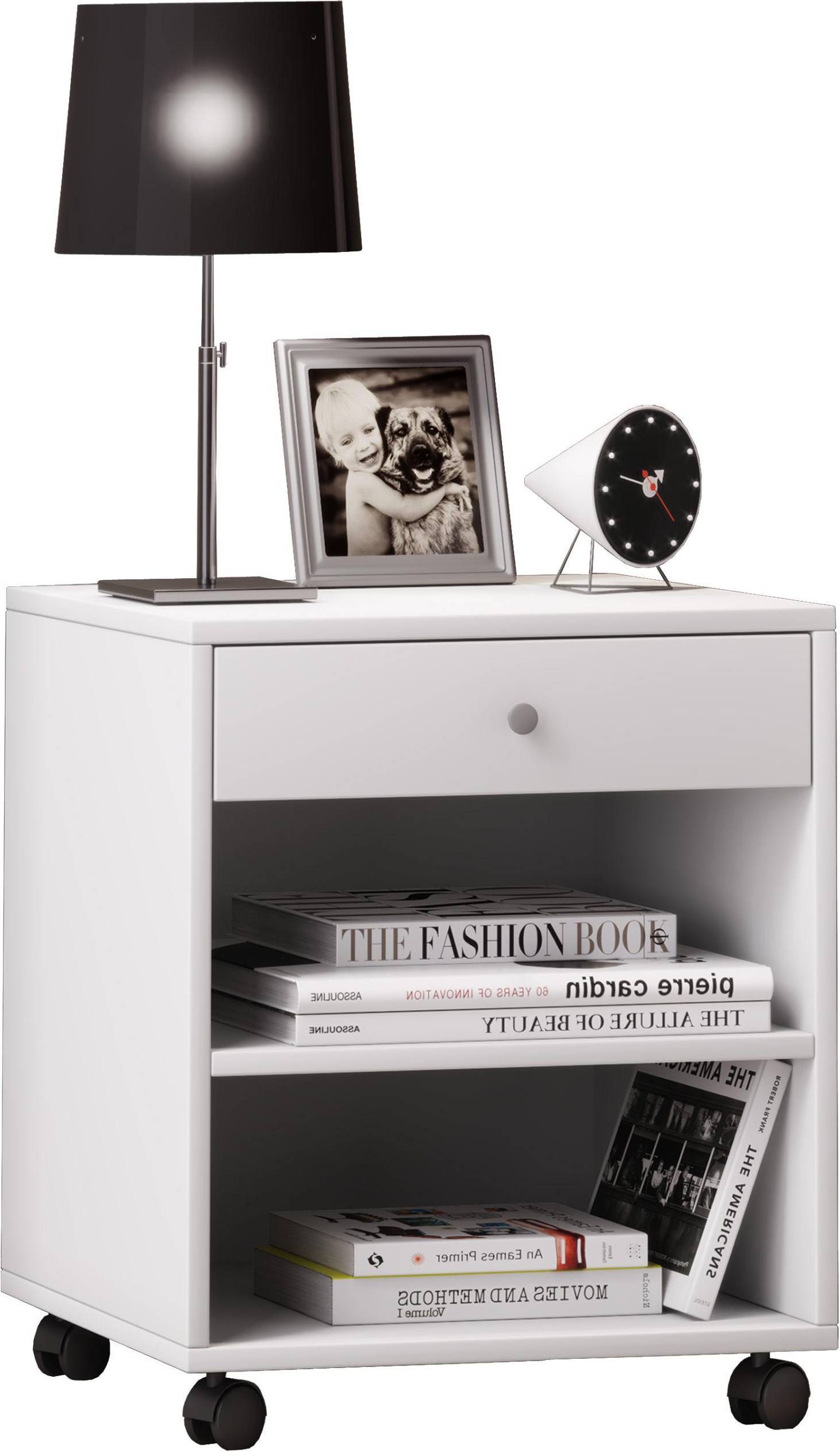 VCM Rolda 1-Drawer 2-Shelf Bedside Table - White Bedside Table