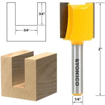 Yonico Straight Router Bits 3 4 Inch Diameter 1 4 Inch Shank