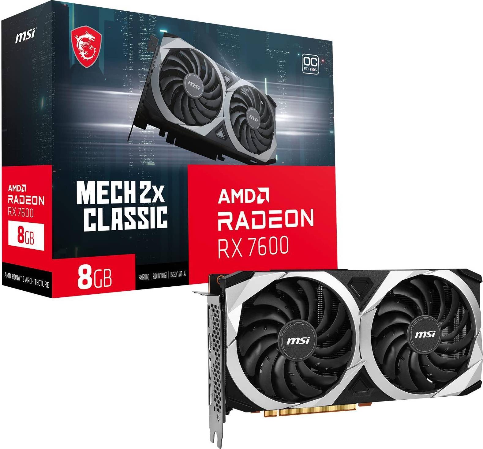 Rx 7600 MSI Radeon RX 7600 Mech 2X Classic 8G OC 8GB