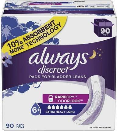 Always discreet pads Always Discreet Plus Incontinence Pads, Extra Heavy Absorbency, Long Count