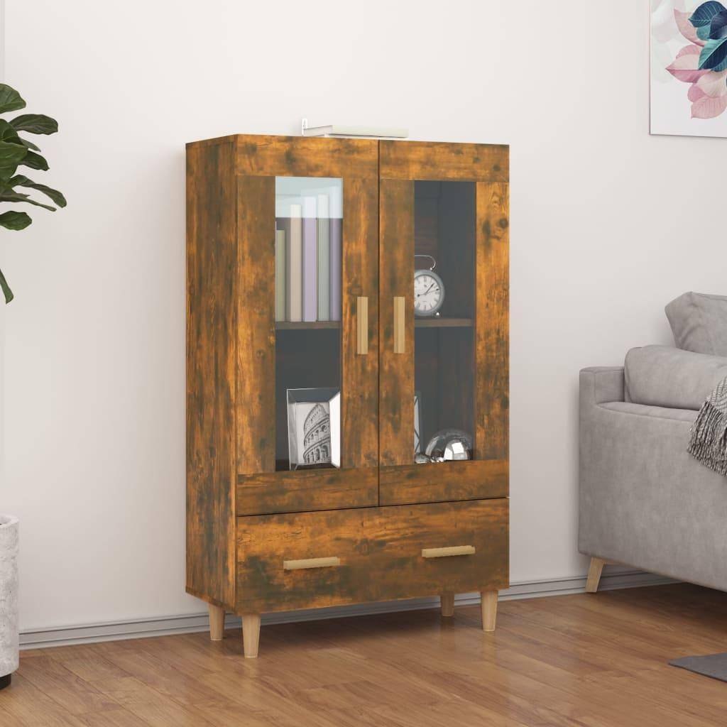 Highboard vidaXL Highboard Räuchereiche Vitrine