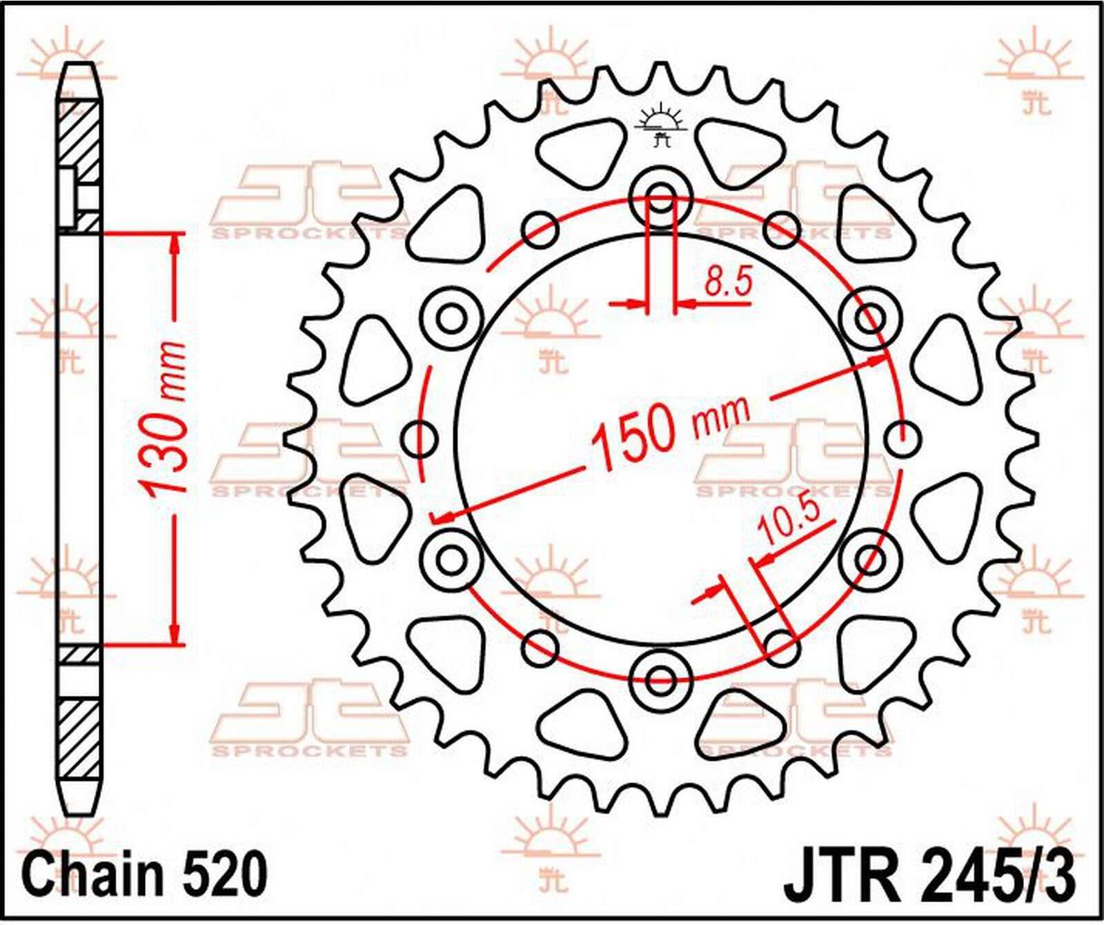 Steel Standard Rear Sprocket 245/3