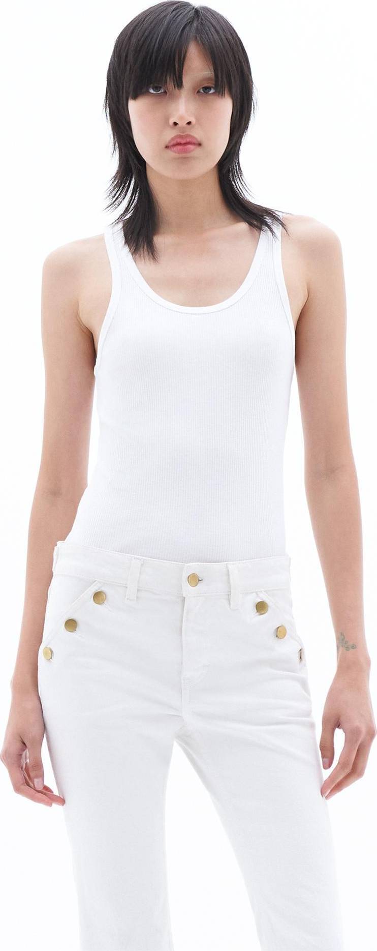 Top Rib Tank - White