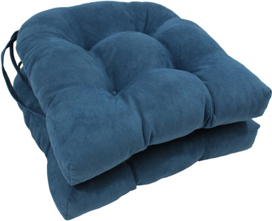Blazing Needles Microsuede Rounded Back Cushion 16 Inch 2 Count Chair Cushions Blue
