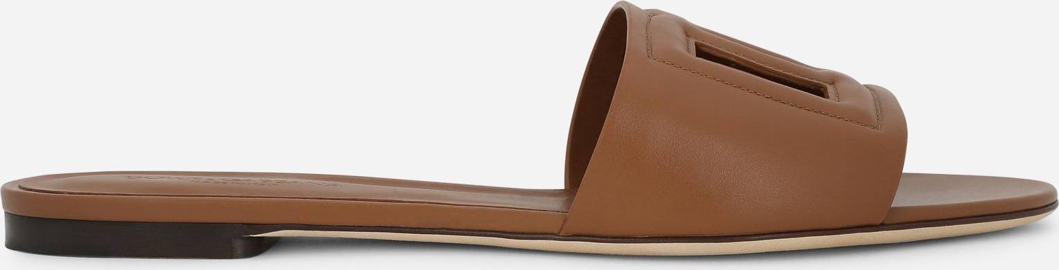 Slides In Pelle Con Logo-Donna