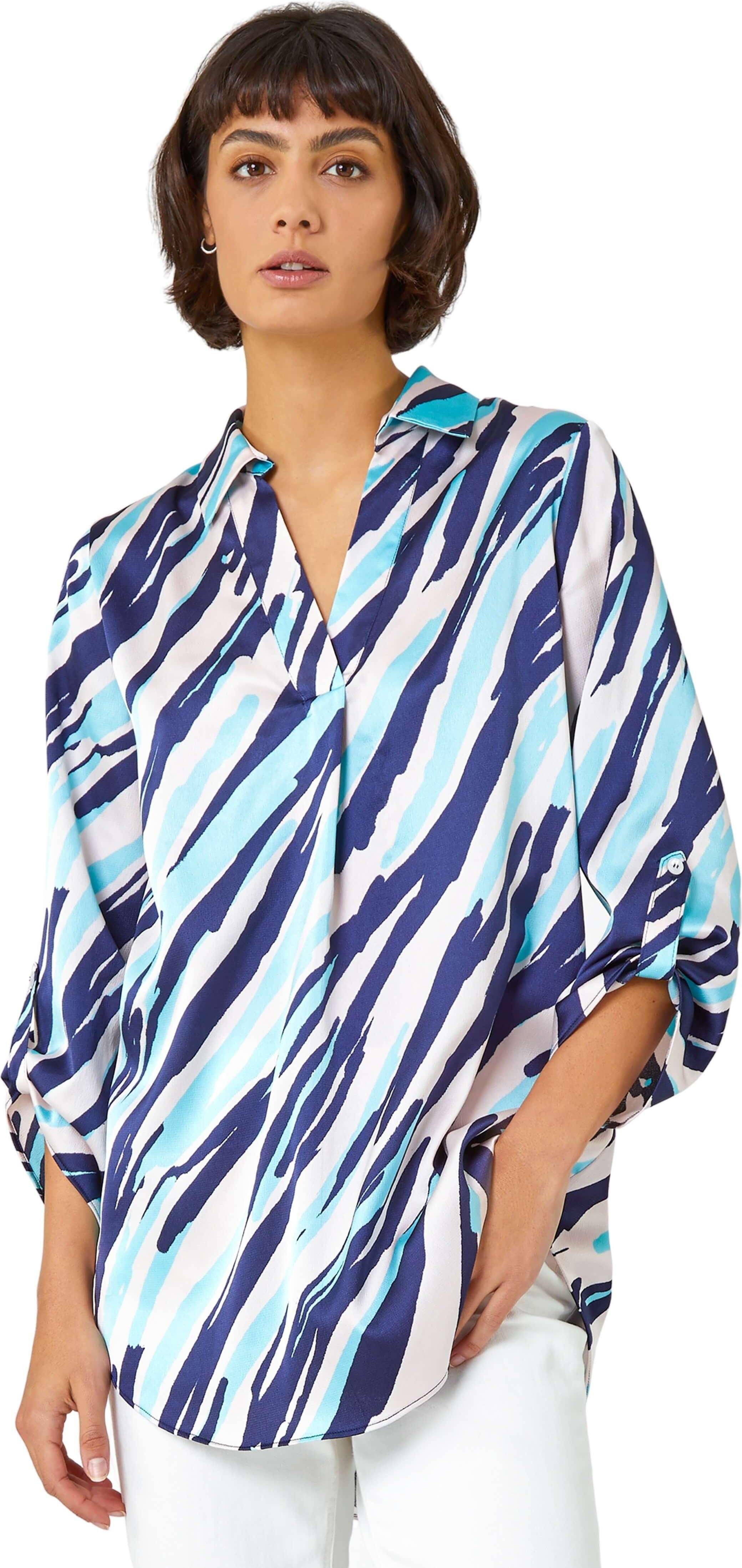 Roman Abstract Print Collared Overshirt