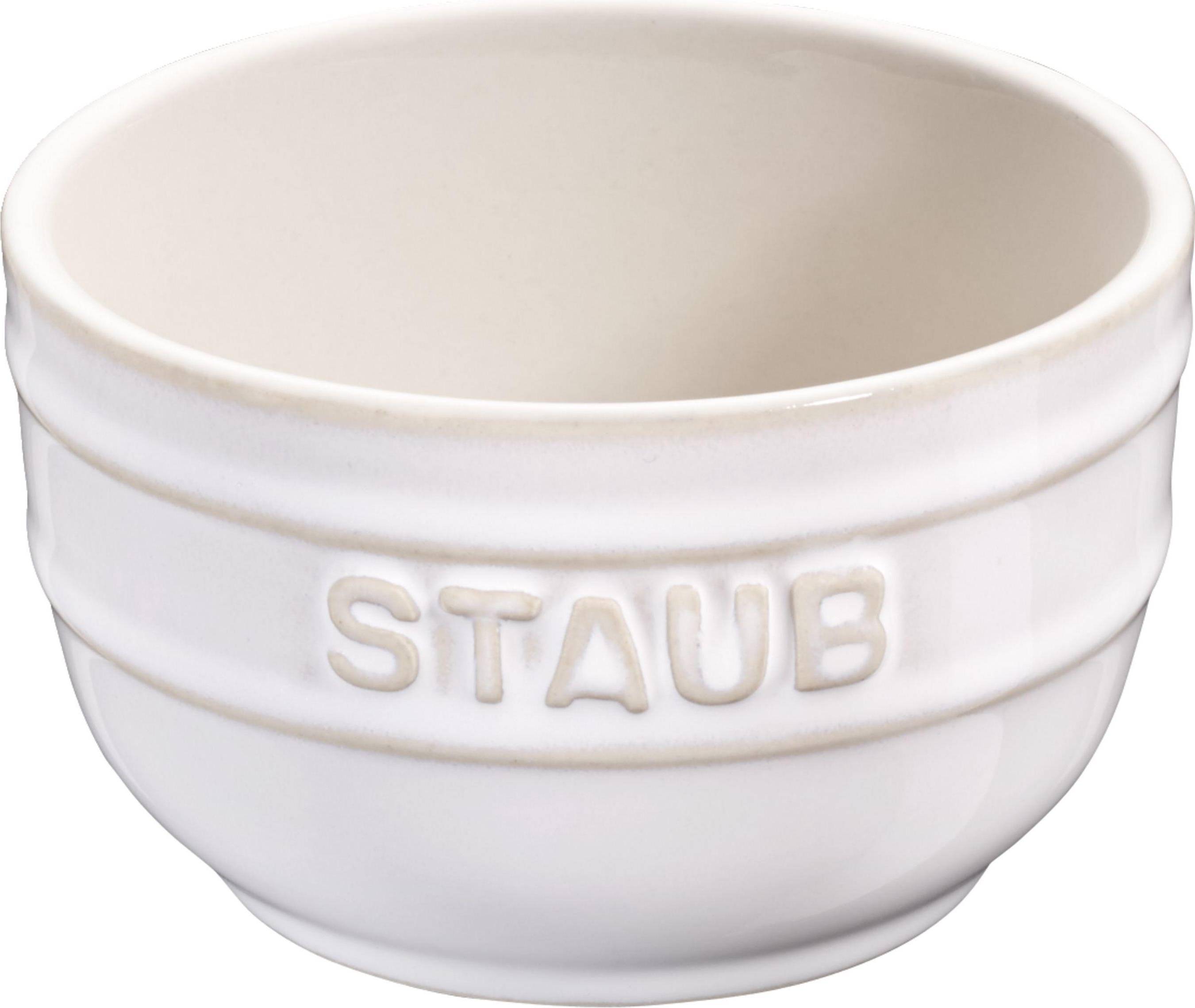 Staub Ivory White Embossed Set Of Two Ceramic Ramekins 9cm Ramekin