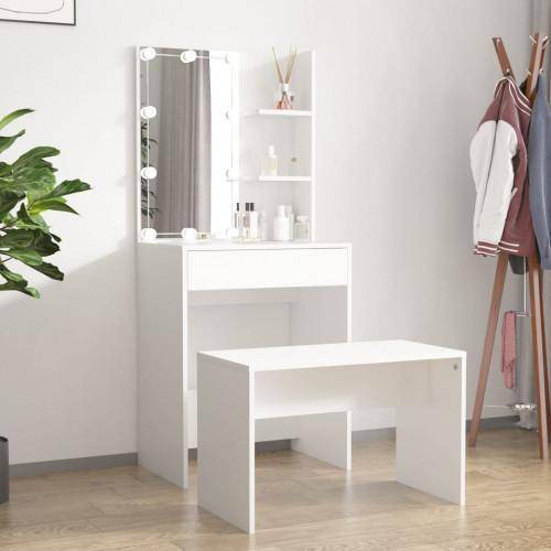 vidaXL Set with LED White Dressing Table
