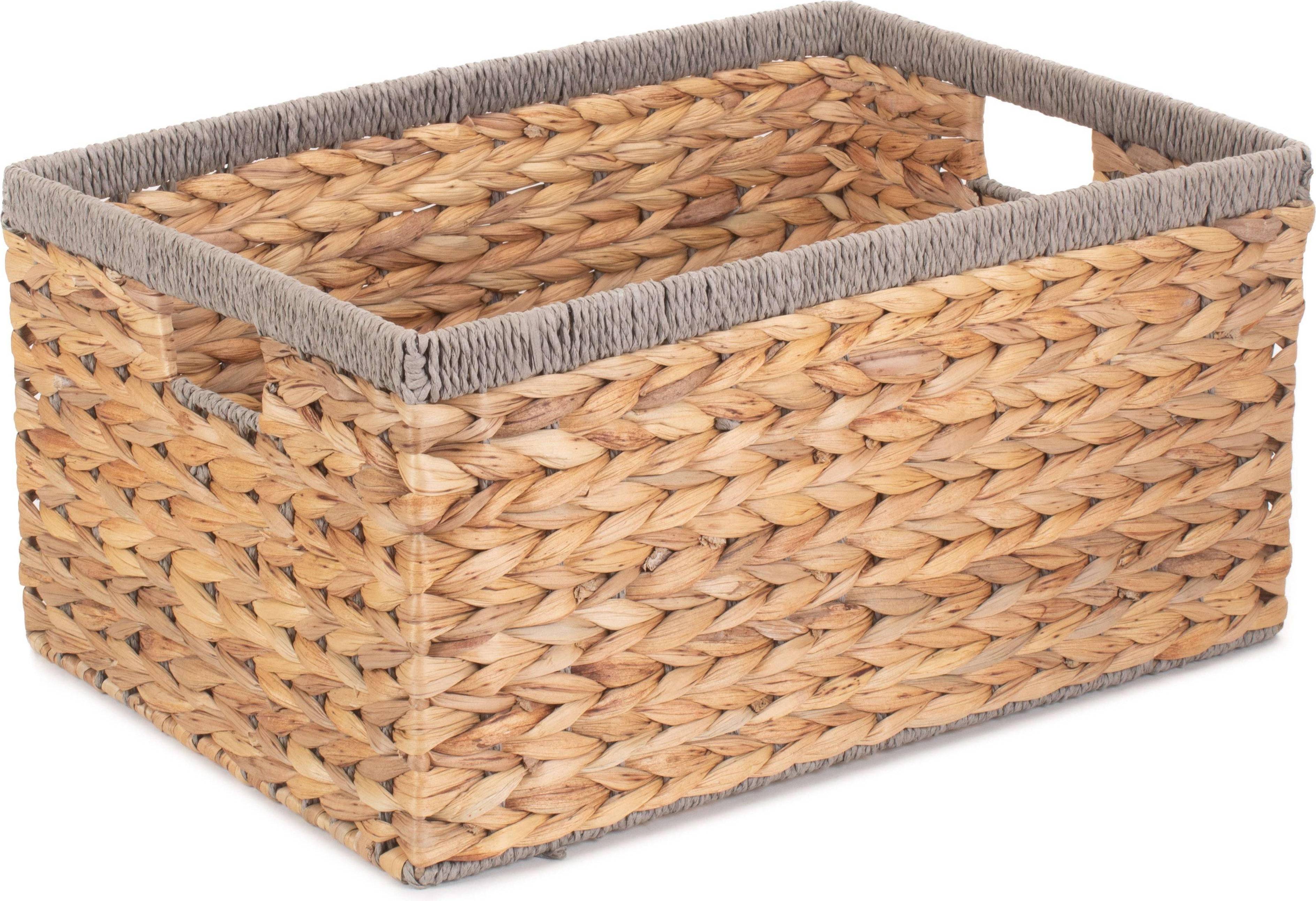 RED HAMPER Large Water Hyacinth With Rope Border Basket