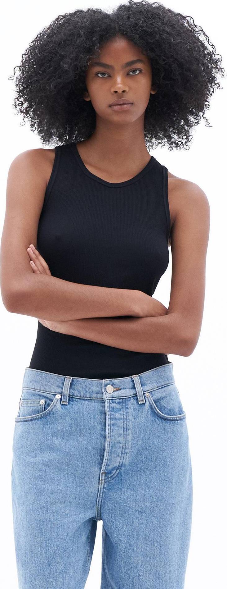 Fine Rib Tank T-Shirt - Sort