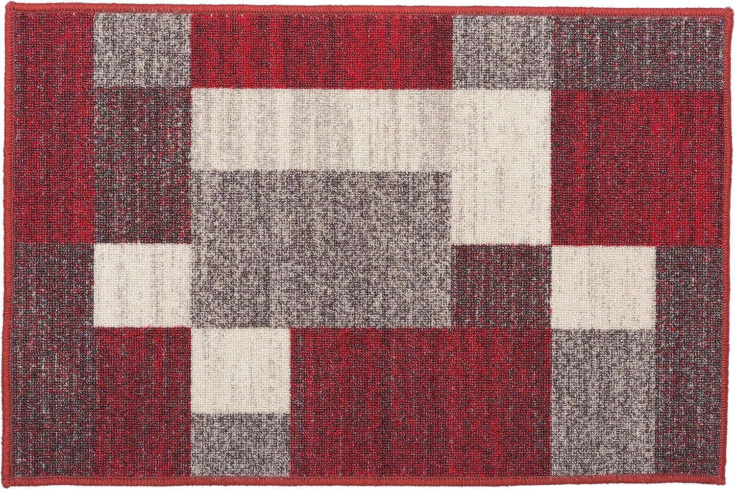World Rug Gallery Geometric Boxes Red, Multicolor 20x30"