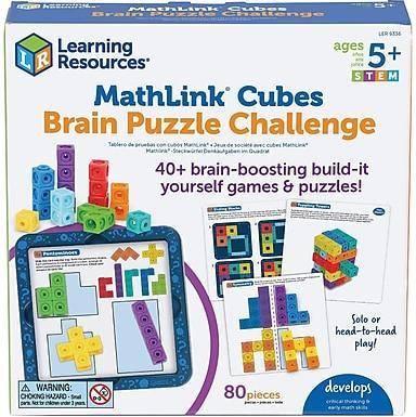 Learning Resources MathLink Cubes Brain Puzzle Challenge 80 Pieces