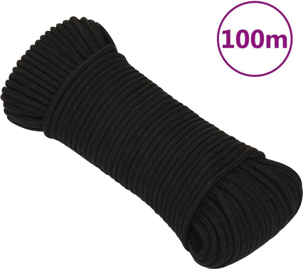 vidaXL Work Rope Black 5 mm 100 m Polyester