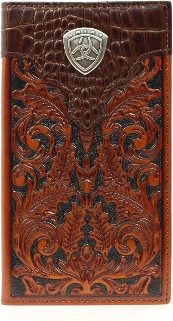 Ariat Men's Leather Rodeo Wallet - Oak Embossed