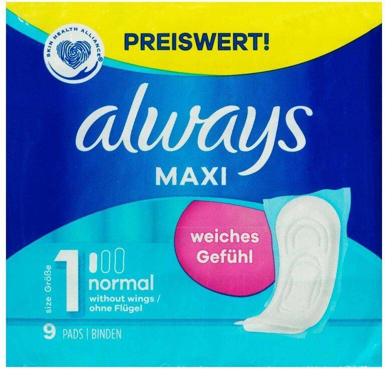 Maxi Normal Pads Size 1 9 Count