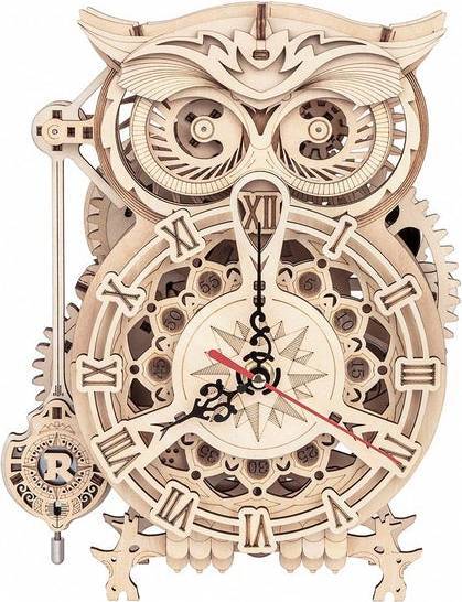 Rokr Robotime ROKR Owl Battery Kit Wall Clock