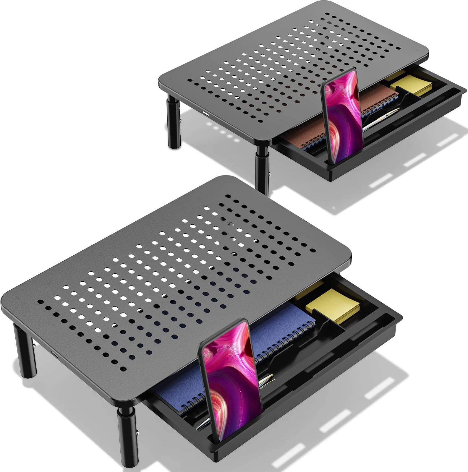 Monitor Stand Riser with Drawer STT003D-2B 2 Pack