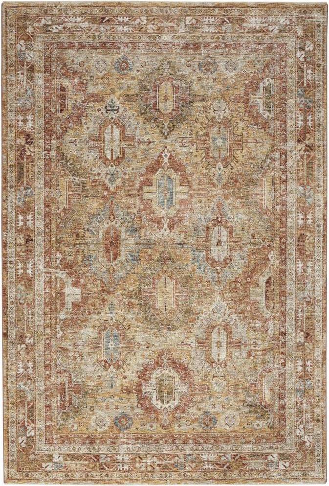 Nourison Rust Traditional Bordered Geometric Rug 239 Cm x 315 Cm Brown