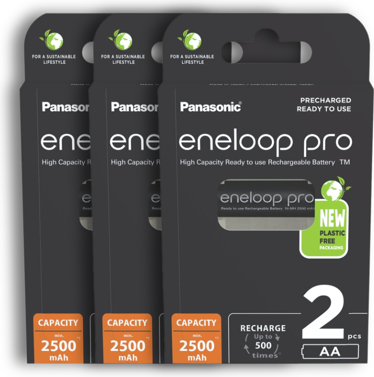 Rechargeable aa batteries with charger Panasonic Eneloop Pro AA Compatible 2-pack