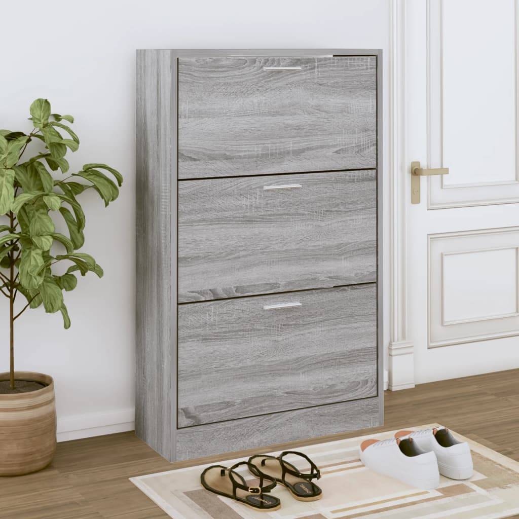 vidaXL Grey sonoma, 2Drawer Shoe Rack